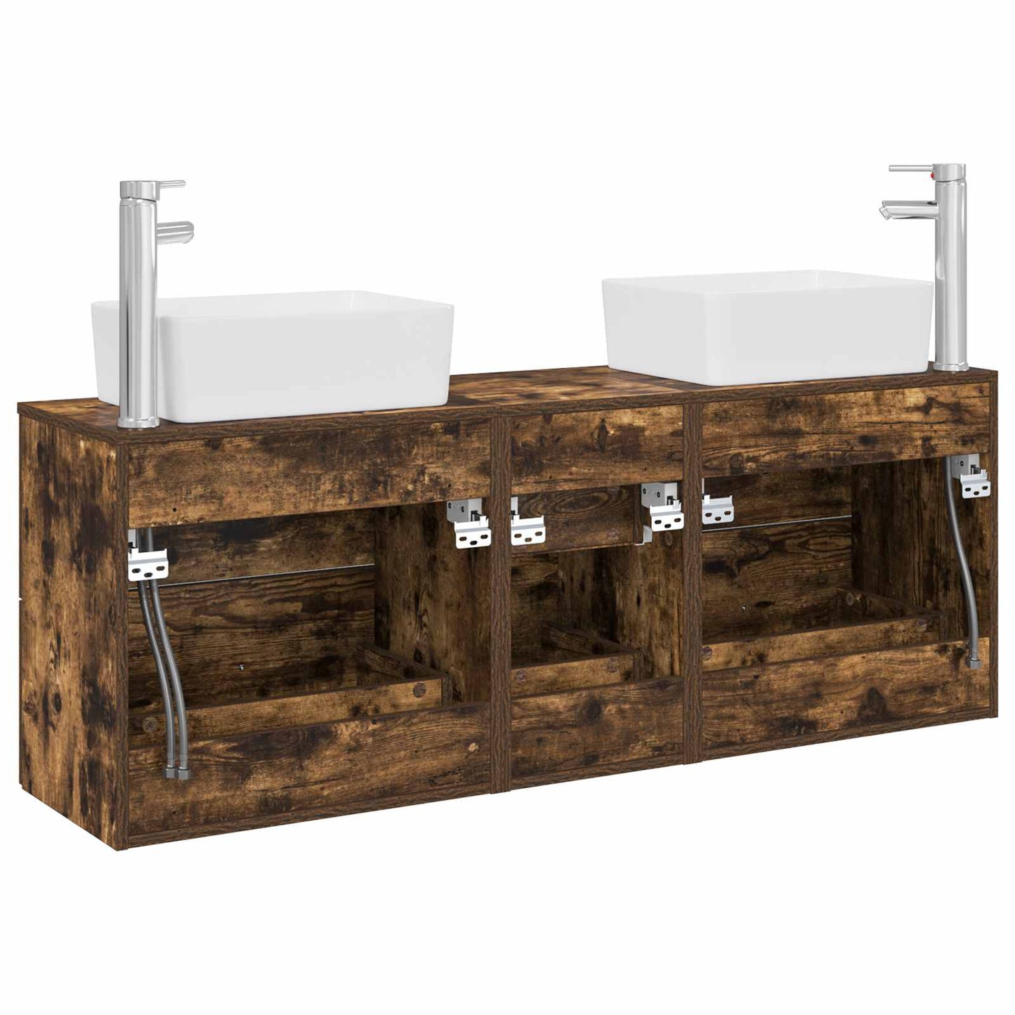 Badkamerkastenset 3 st Gerookt eiken 53 x 34,5 x 63 cm