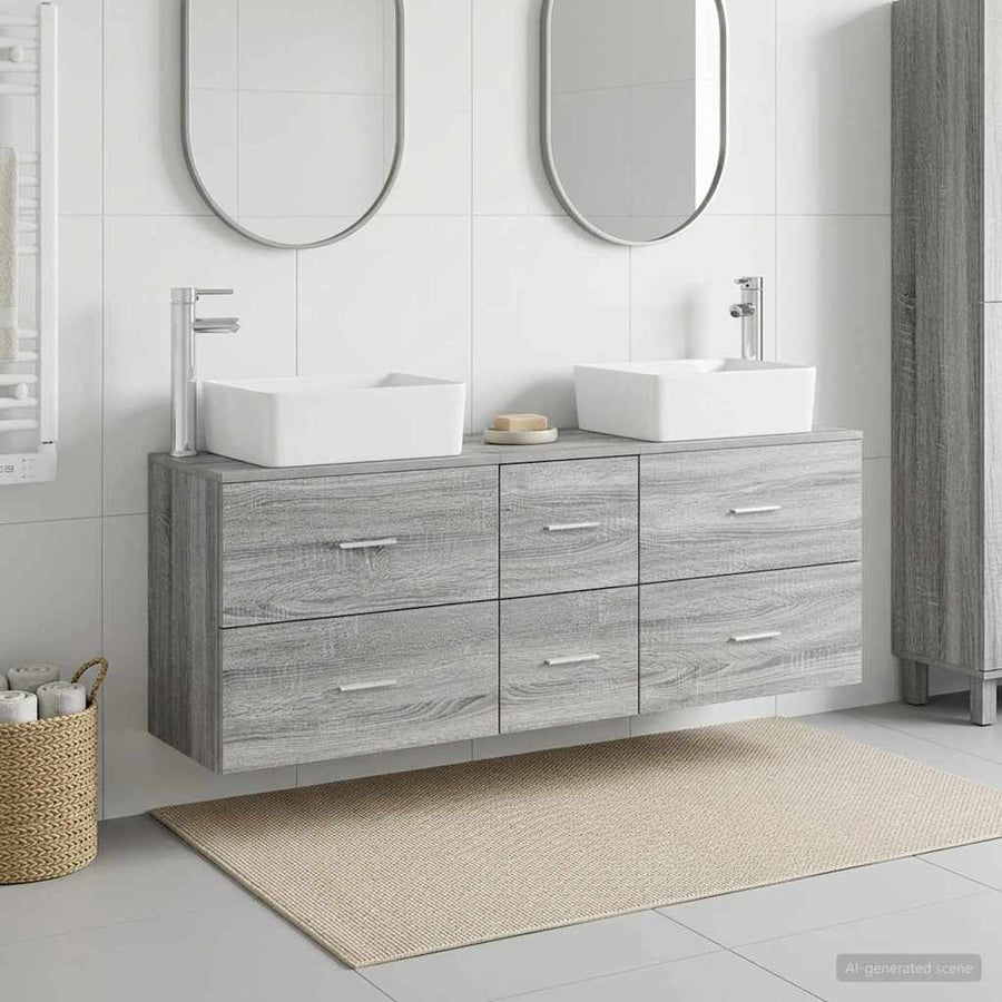 Badkamerkastenset 3 st Grijs Sonoma 53 x 34,5 x 63 cm