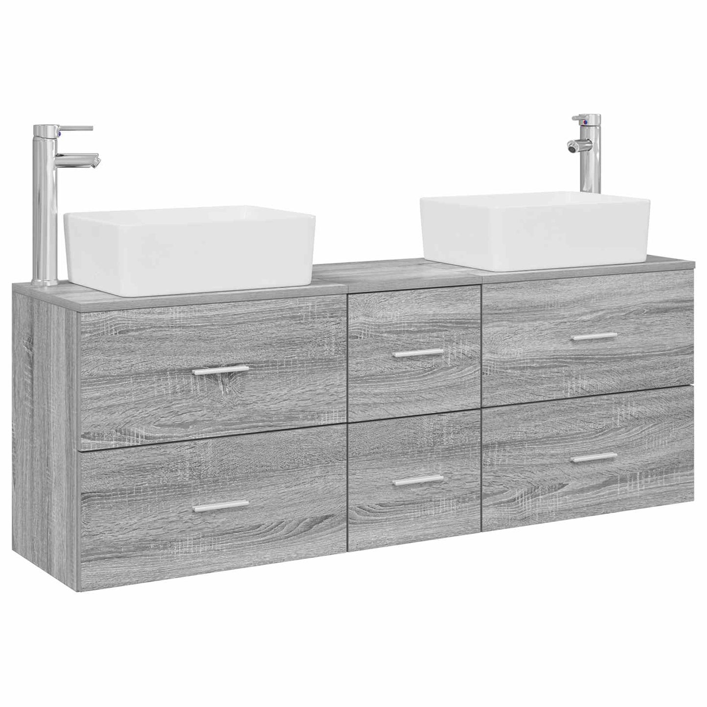 Badkamerkastenset 3 st Grijs Sonoma 53 x 34,5 x 63 cm