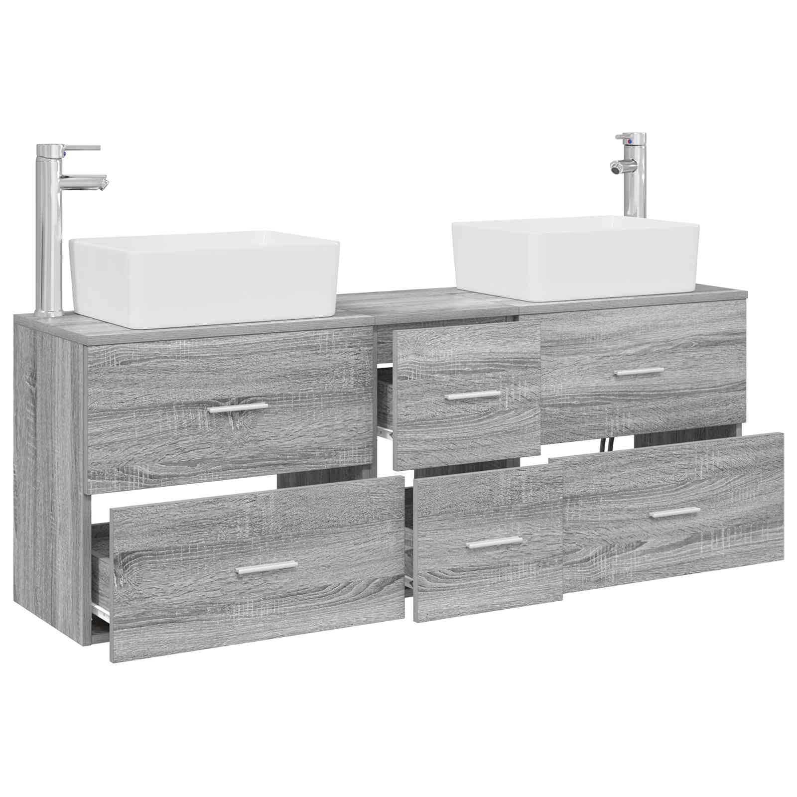 Badkamerkastenset 3 st Grijs Sonoma 53 x 34,5 x 63 cm