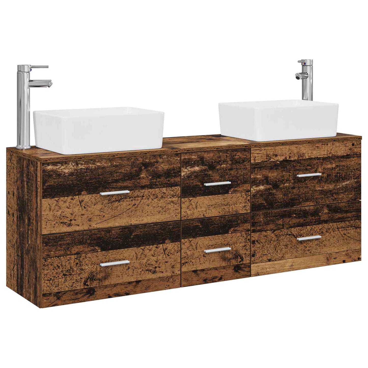 Badkamerkastenset 3 st Oud hout 53 x 34,5 x 63 cm Bewerkt hout
