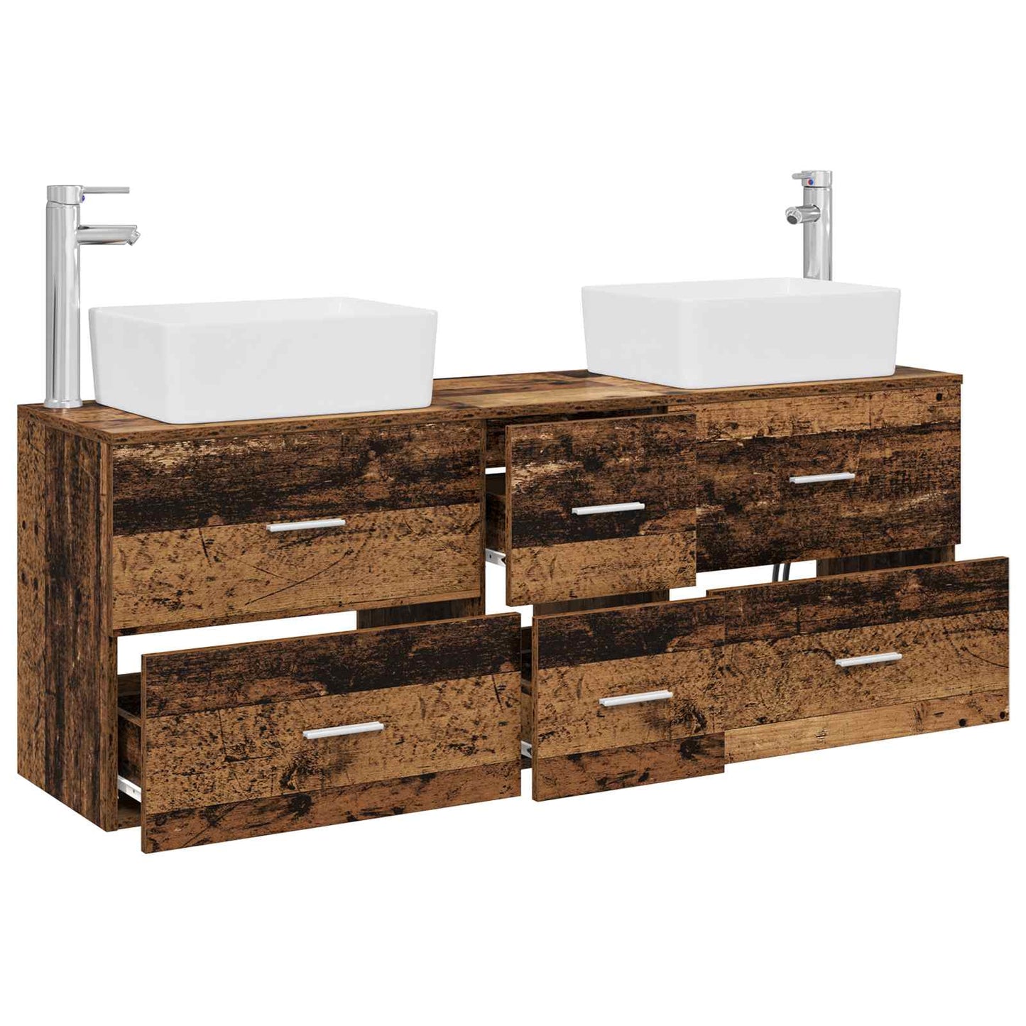 Badkamerkastenset 3 st Oud hout 53 x 34,5 x 63 cm Bewerkt hout