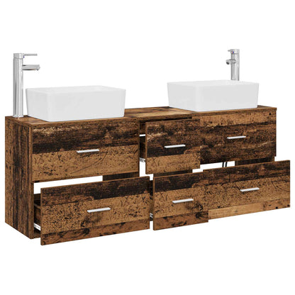 Badkamerkastenset 3 st Oud hout 53 x 34,5 x 63 cm Bewerkt hout