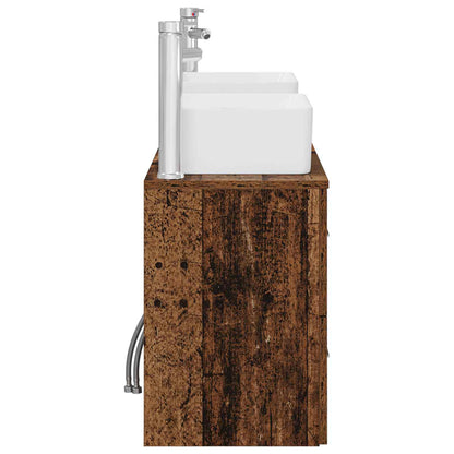 Badkamerkastenset 3 st Oud hout 53 x 34,5 x 63 cm Bewerkt hout