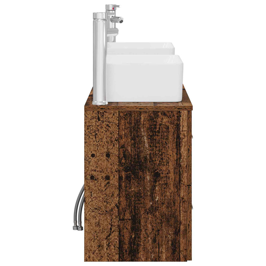 Badkamerkastenset 3 st Oud hout 53 x 34,5 x 63 cm Bewerkt hout