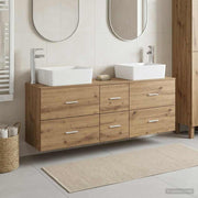 Badkamerkastenset 53x34.5x63 cm bewerkt hout eiken
