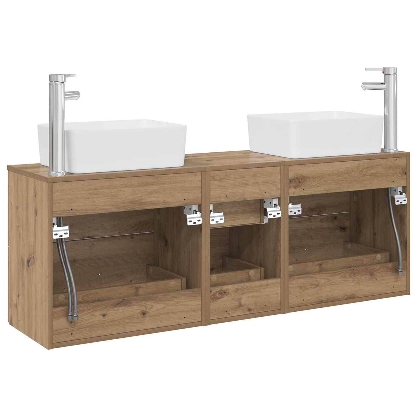Badkamerkastenset 3 st Artisanaal eiken 53 x 34,5 x 63 cm