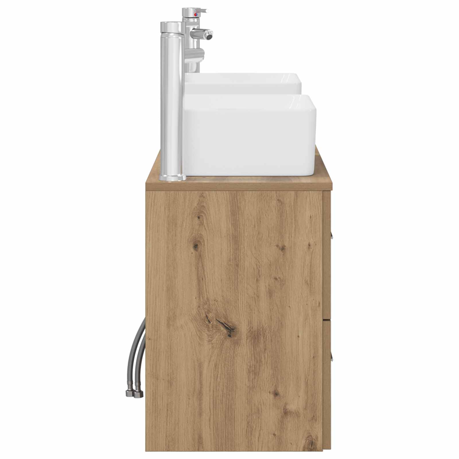 Badkamerkastenset 3 st Artisanaal eiken 53 x 34,5 x 63 cm