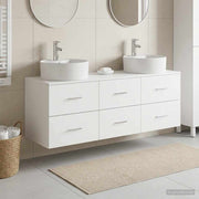 Badkamerkastenset 3 stuks wit 62,5x44,5x50 cm bewerkt hout wandmontage