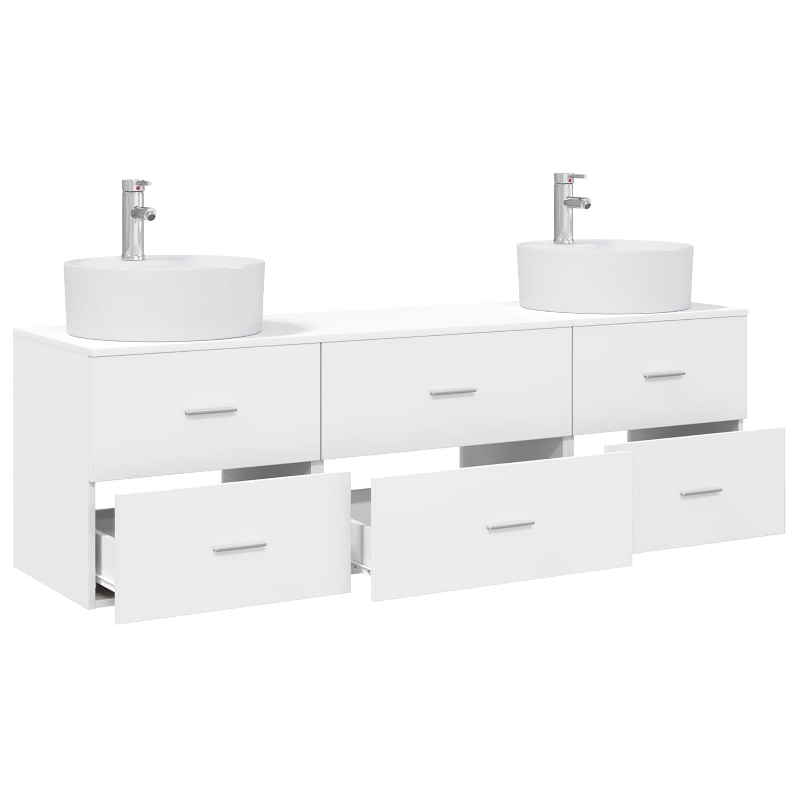 Badkamerkastenset 3 st Wit 62,5 x 44,5 x 50 cm Bewerkt hout
