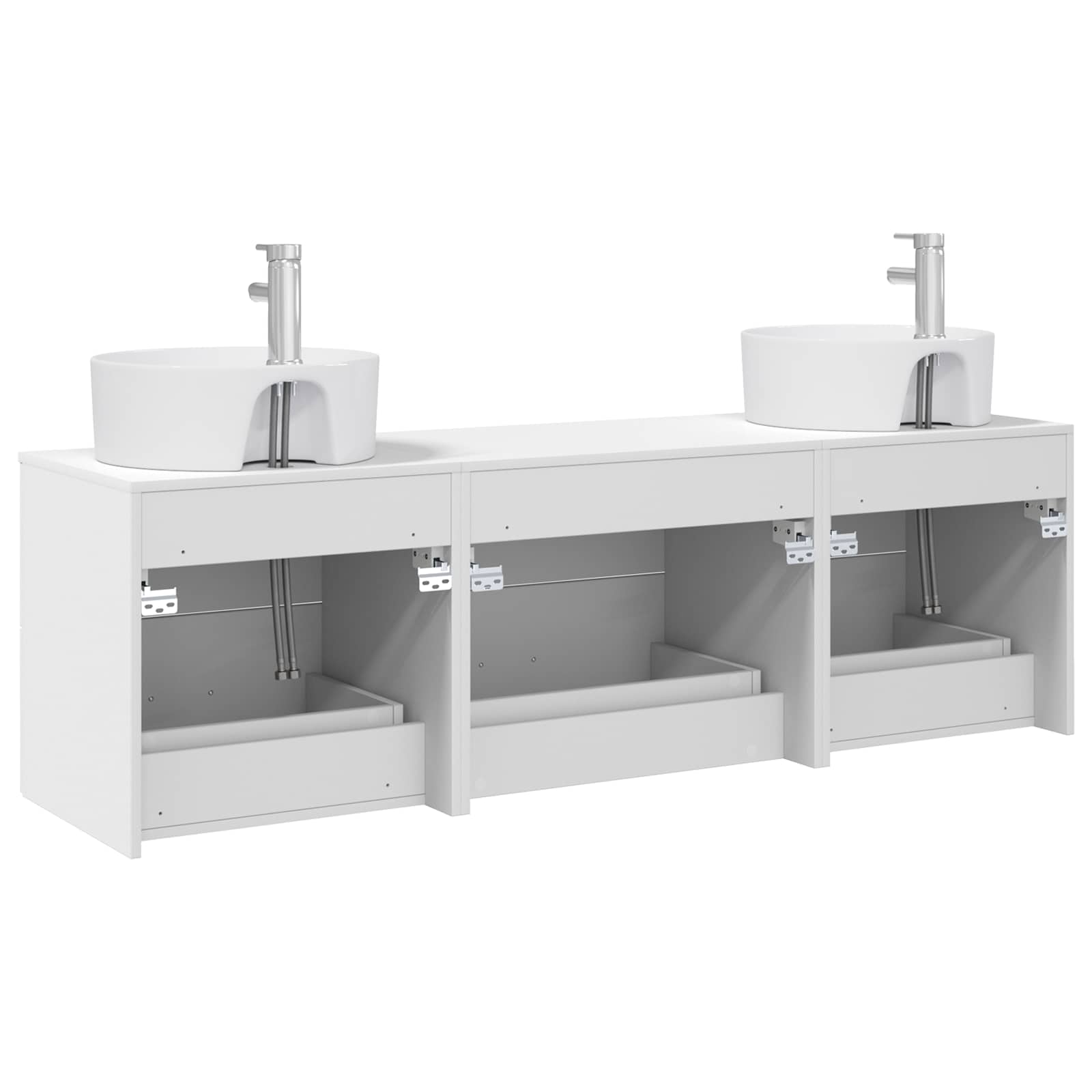 Badkamerkastenset 3 st Wit 62,5 x 44,5 x 50 cm Bewerkt hout