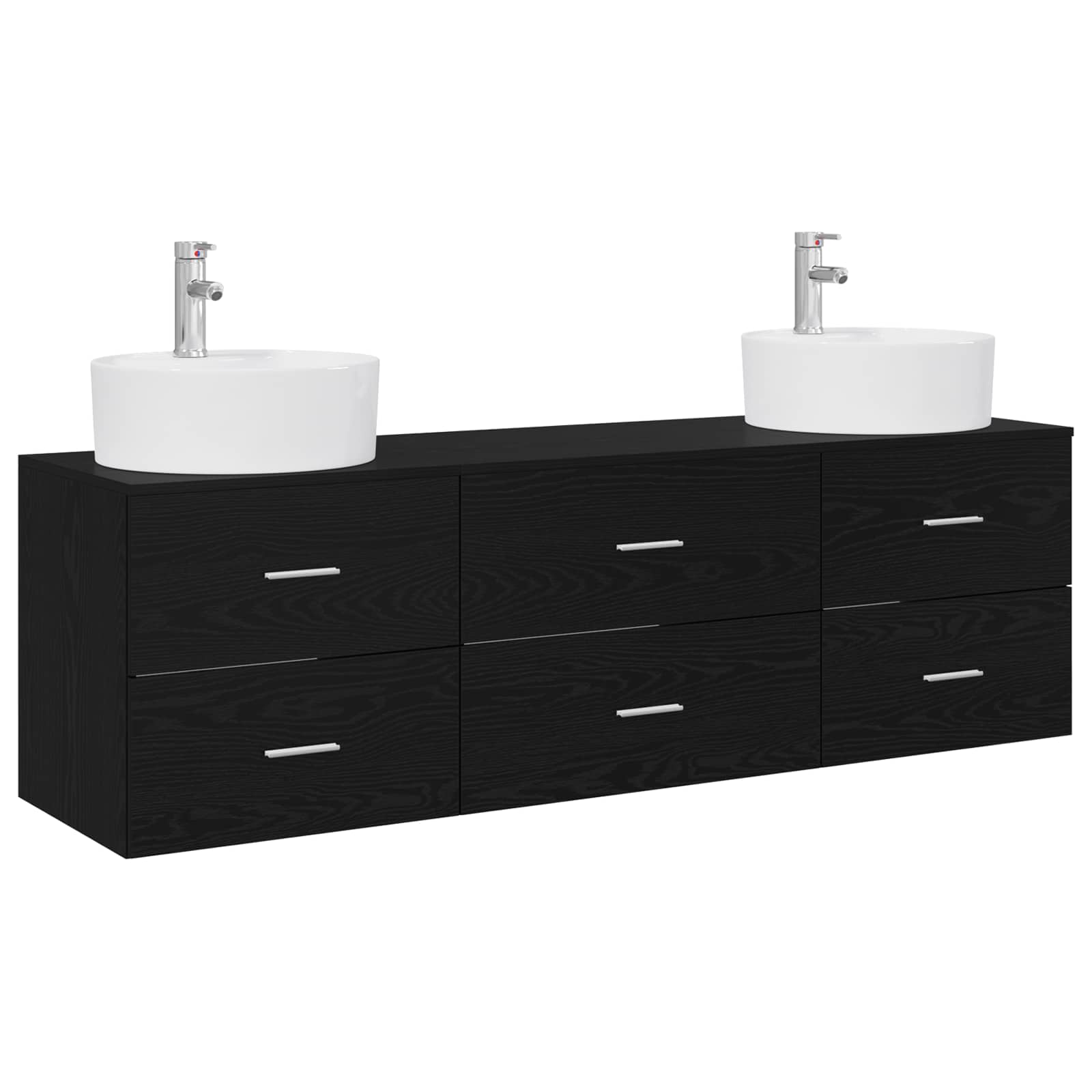 Badkamerkastenset 3 st Zwart 62,5 x 44,5 x 50 cm Bewerkt hout