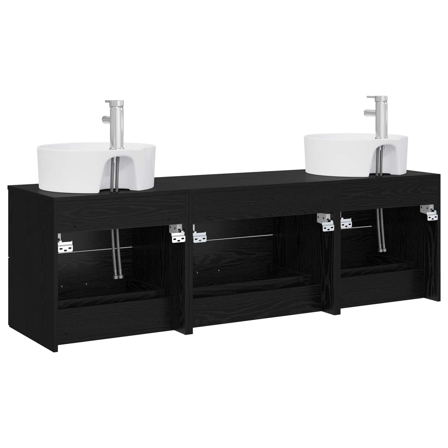 Badkamerkastenset 3 st Zwart 62,5 x 44,5 x 50 cm Bewerkt hout