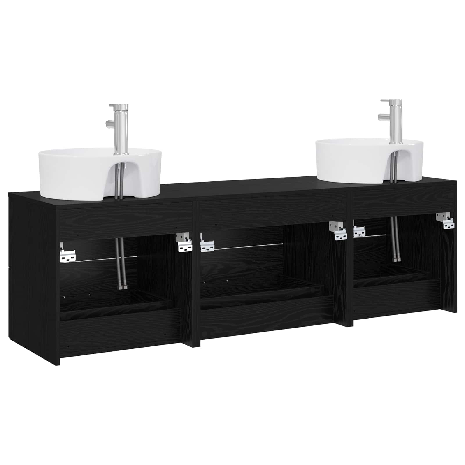 Badkamerkastenset 3 st Zwart 62,5 x 44,5 x 50 cm Bewerkt hout