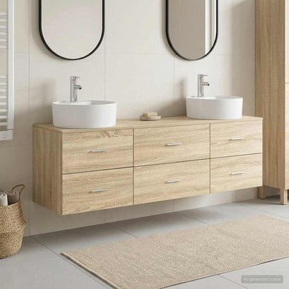 Badkamerkastenset 3 st Sonoma Eiken 62,5 x 44,5 x 50 cm