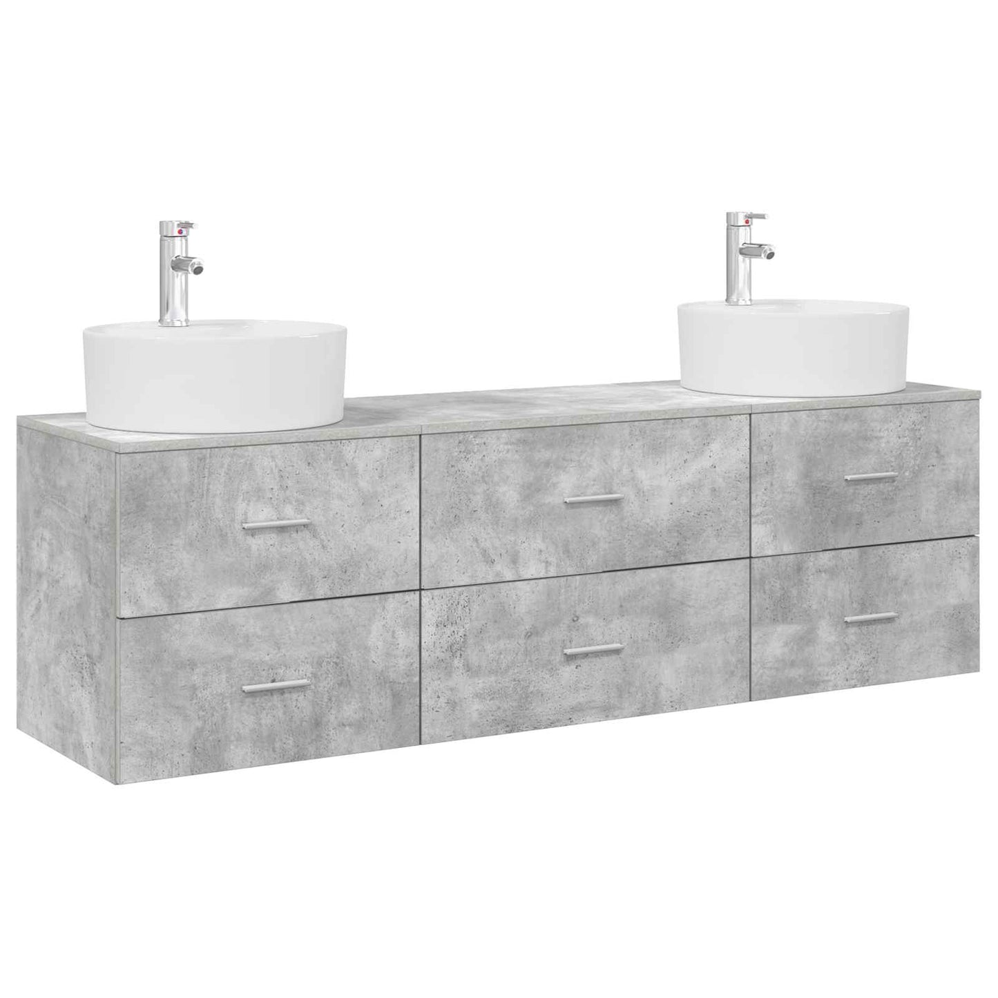 Badkamerkastenset 3 st Betongrijs 62,5 x 44,5 x 50 cm