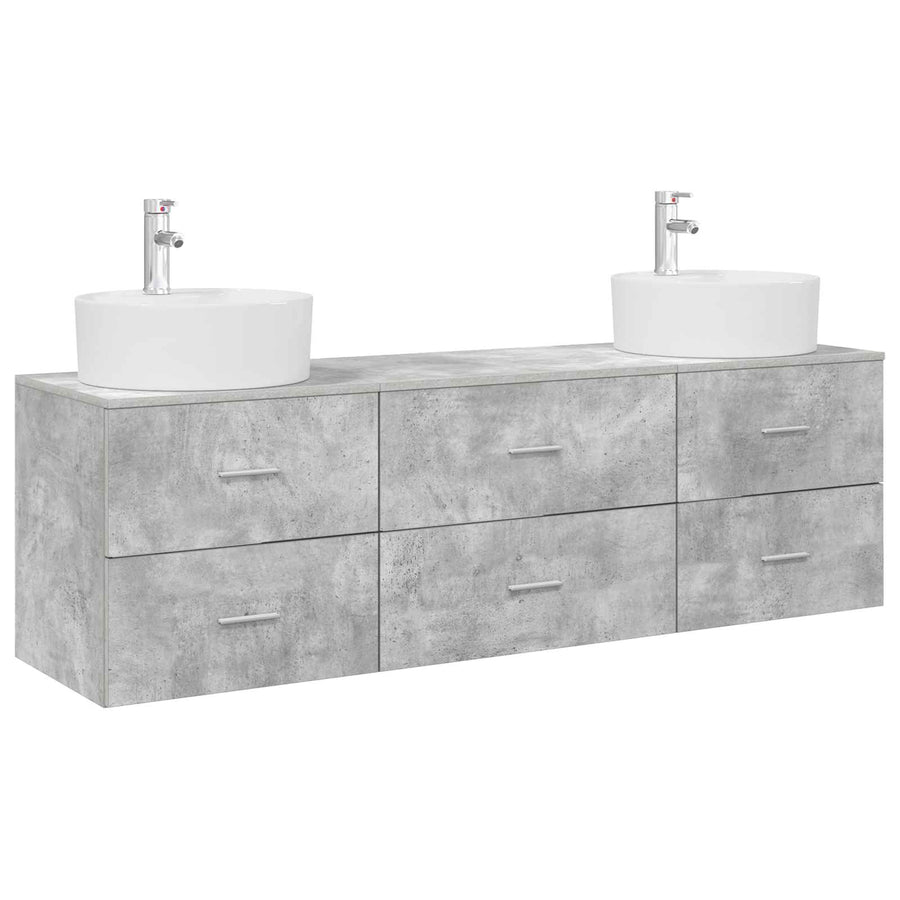 Badkamerkastenset 3 st Betongrijs 62,5 x 44,5 x 50 cm