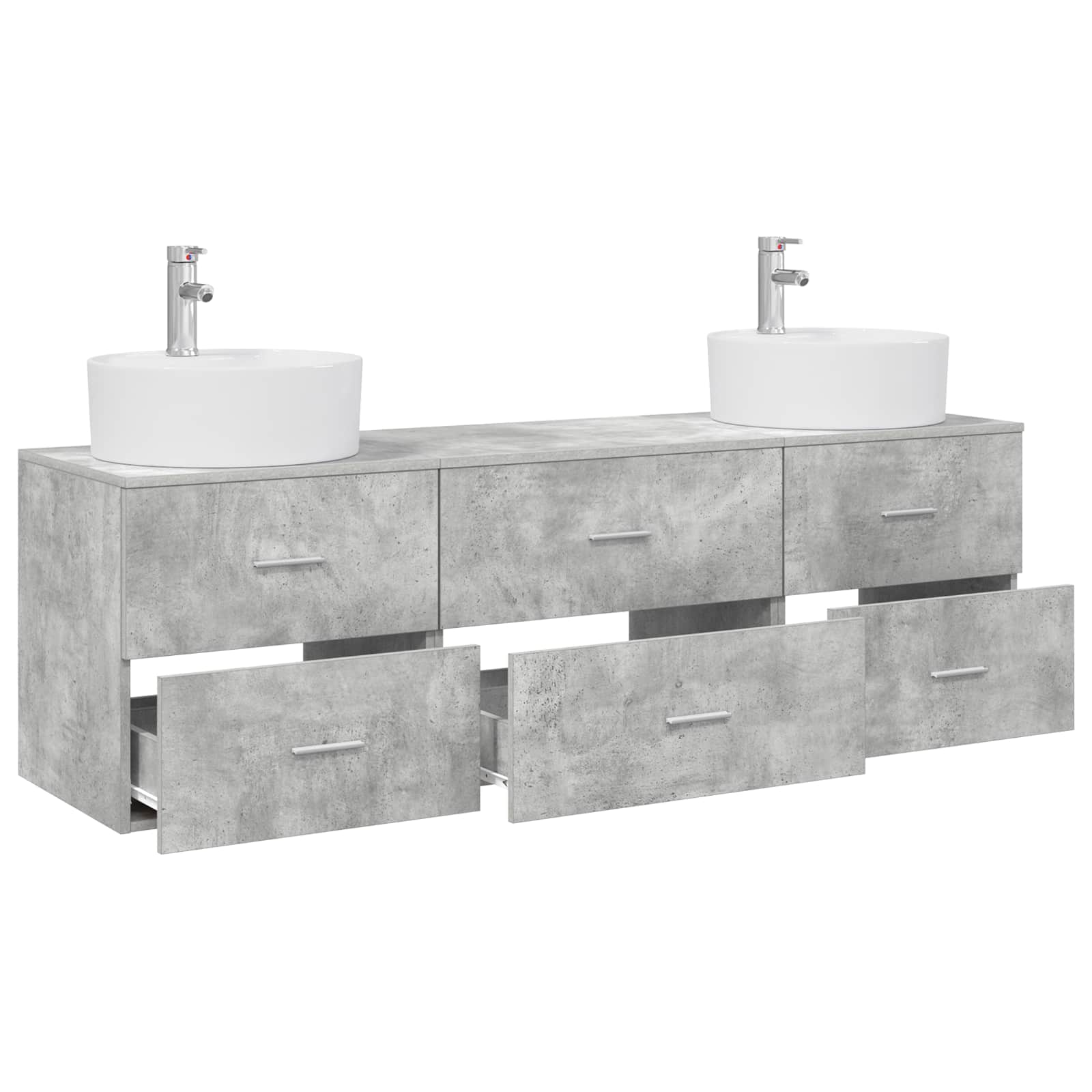Badkamerkastenset 3 st Betongrijs 62,5 x 44,5 x 50 cm