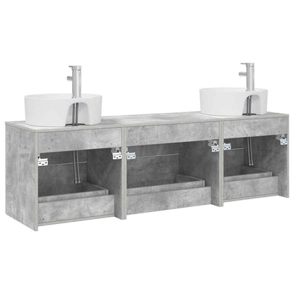 Badkamerkastenset 3 st Betongrijs 62,5 x 44,5 x 50 cm