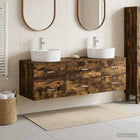 Badkamerkastenset 3 st Gerookt eiken 62,5 x 44,5 x 50 cm