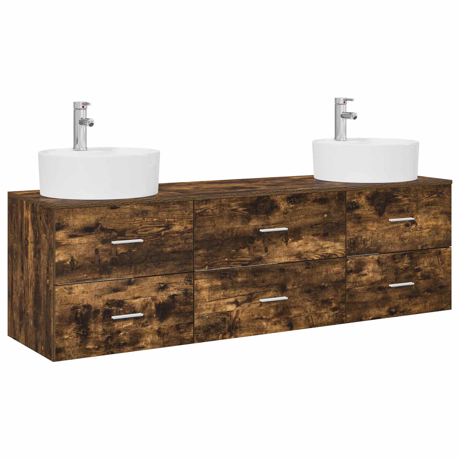 Badkamerkastenset 3 st Gerookt eiken 62,5 x 44,5 x 50 cm