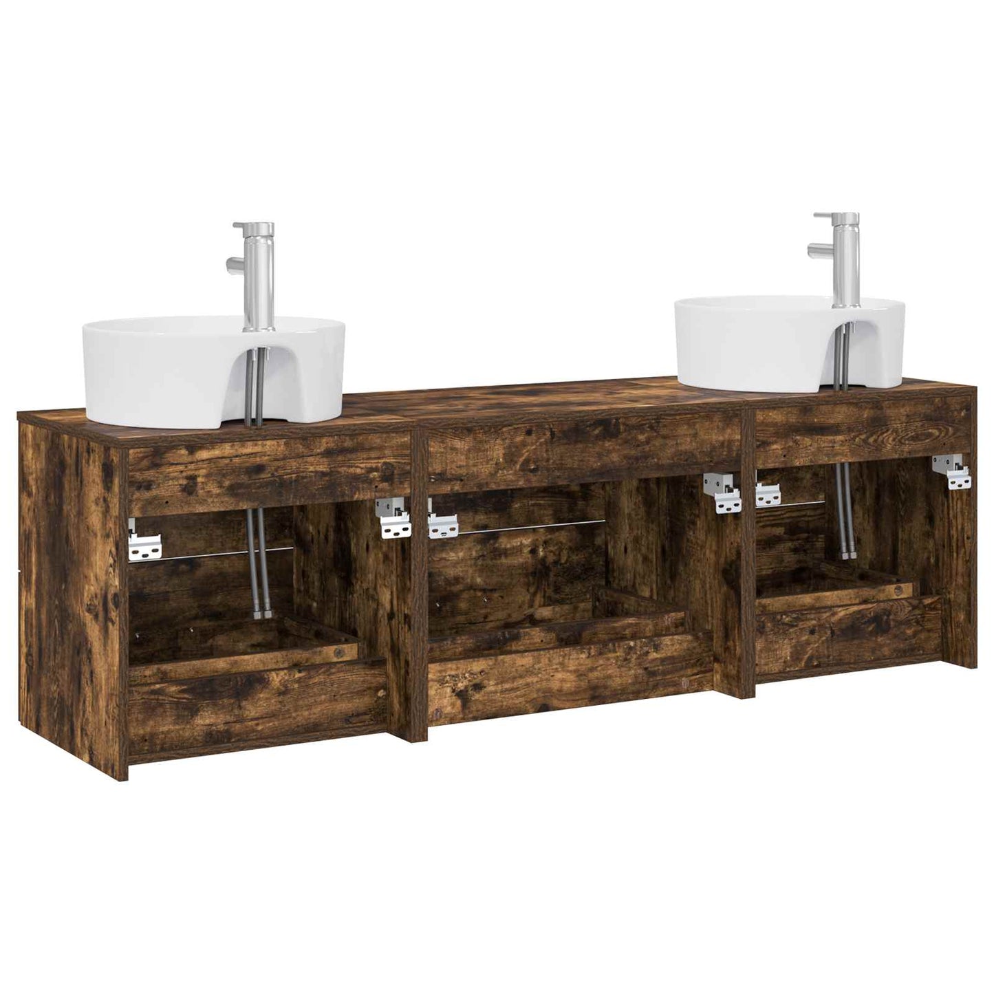 Badkamerkastenset 3 st Gerookt eiken 62,5 x 44,5 x 50 cm