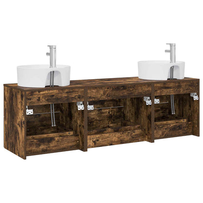 Badkamerkastenset 3 st Gerookt eiken 62,5 x 44,5 x 50 cm
