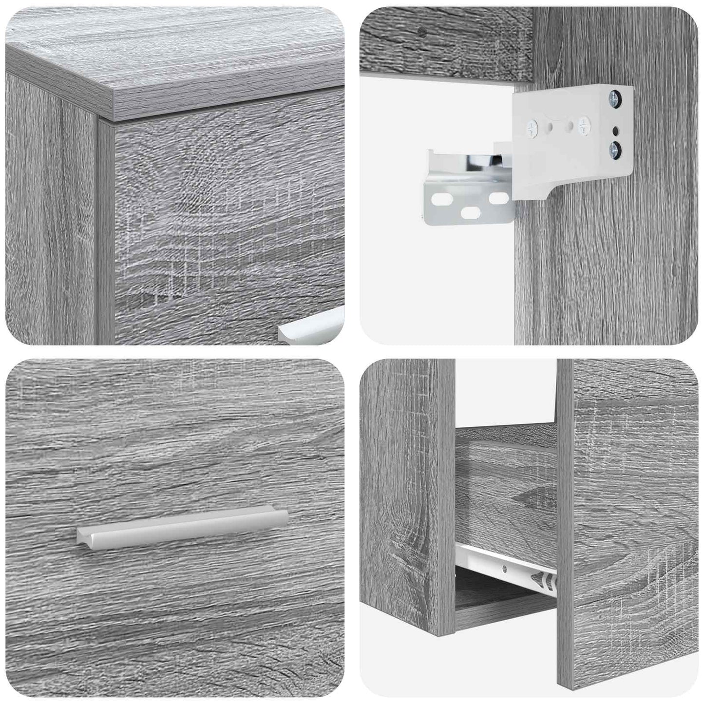 Badkamerkastenset 3 st Grijs Sonoma 62,5 x 44,5 x 50 cm