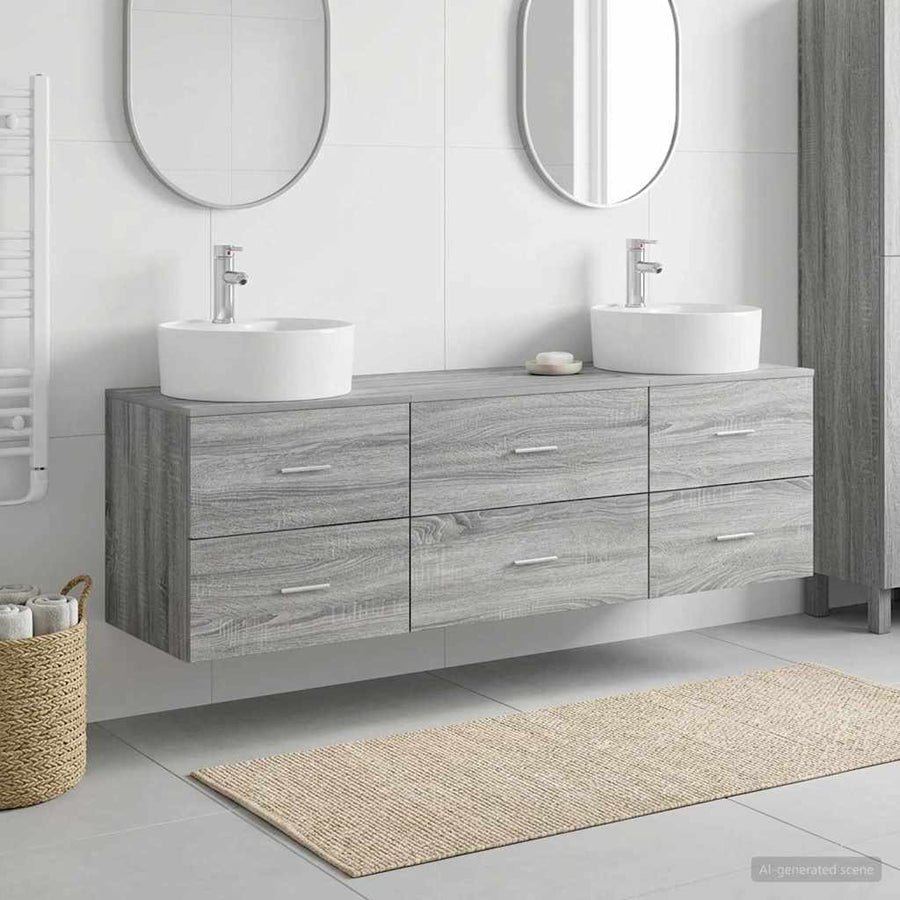 Badkamerkastenset 3 st Grijs Sonoma 62,5 x 44,5 x 50 cm