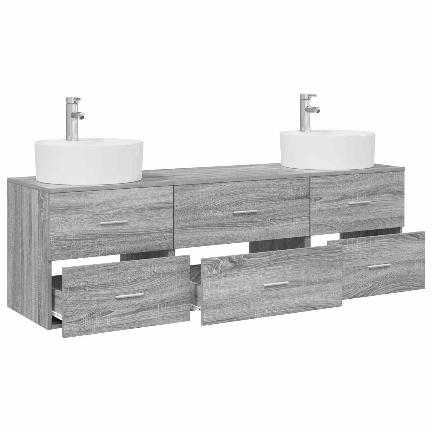Badkamerkastenset 3 st Grijs Sonoma 62,5 x 44,5 x 50 cm