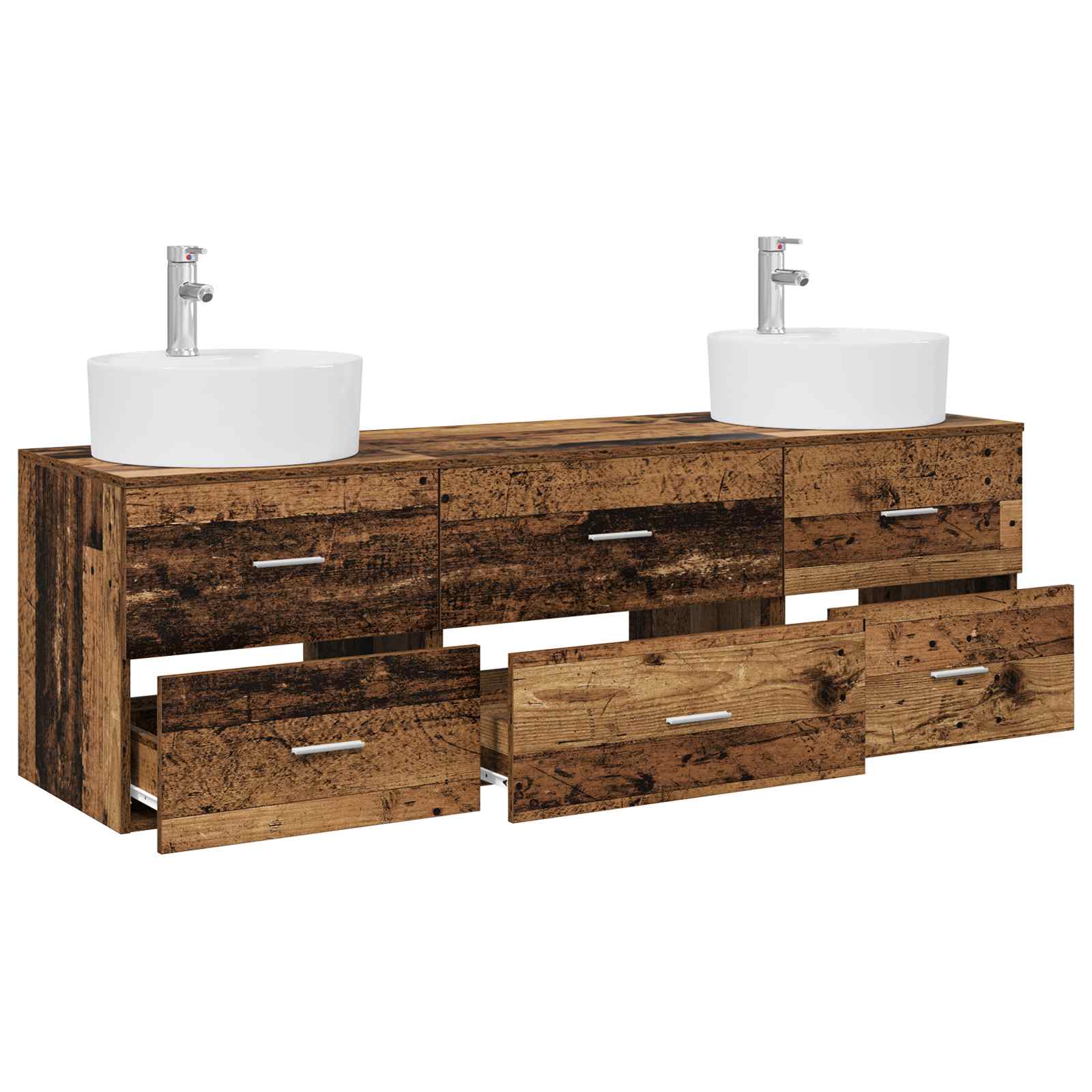 Badkamerkastenset 3 st Oud hout 62,5 x 44,5 x 50 cm