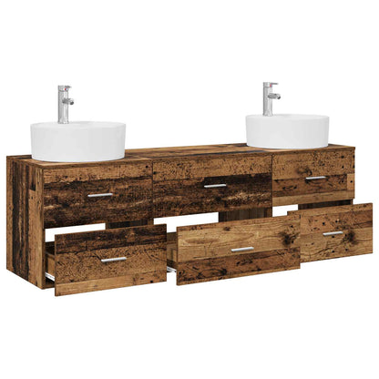 Badkamerkastenset 3 st Oud hout 62,5 x 44,5 x 50 cm