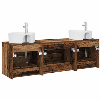 Badkamerkastenset 3 st Oud hout 62,5 x 44,5 x 50 cm