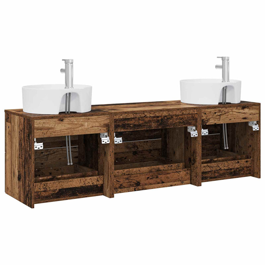 Badkamerkastenset 3 st Oud hout 62,5 x 44,5 x 50 cm