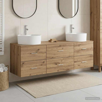 Badkamerkastenset 3 st Artisanaal eiken 62,5 x 44,5 x 50 cm