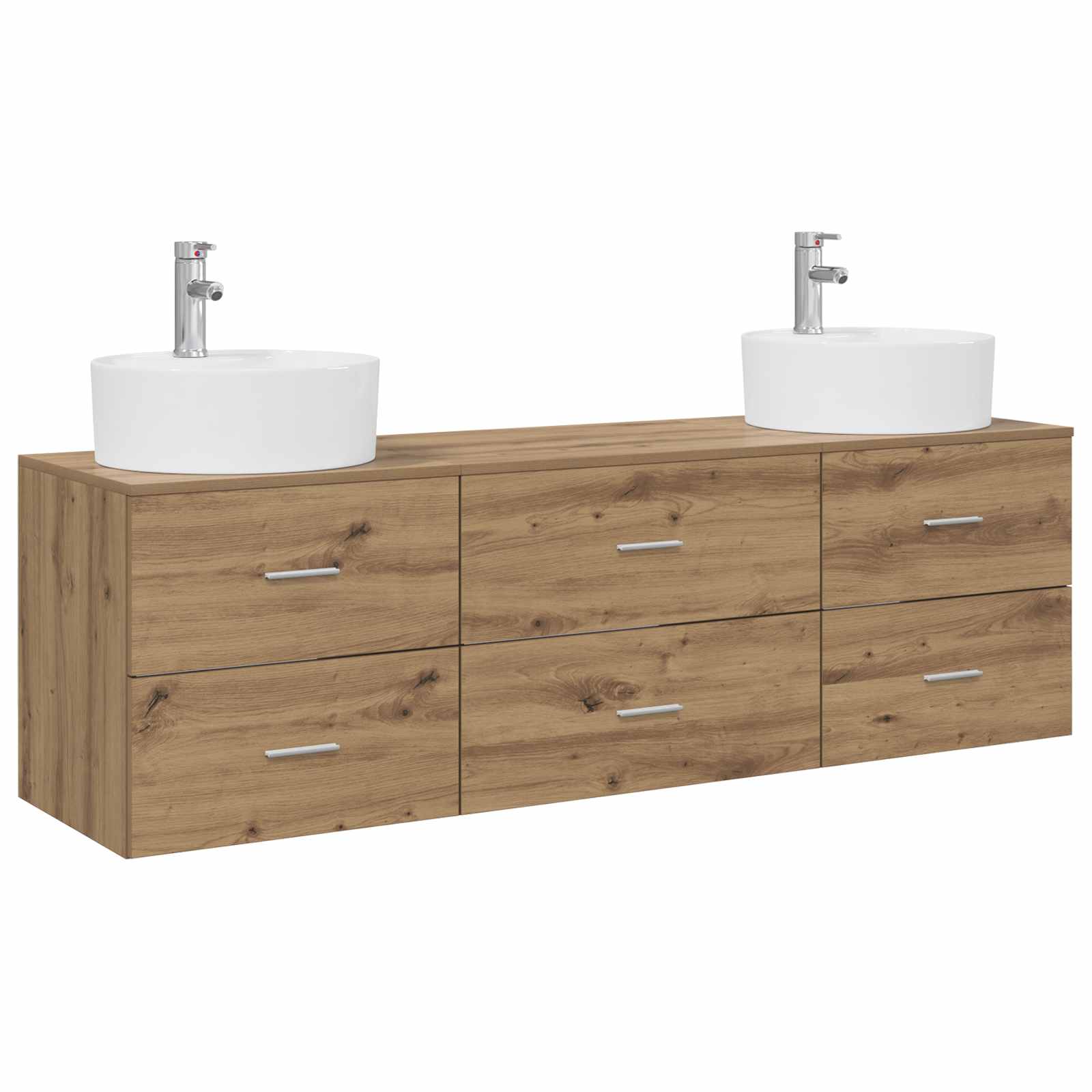 Badkamerkastenset 3 st Artisanaal eiken 62,5 x 44,5 x 50 cm