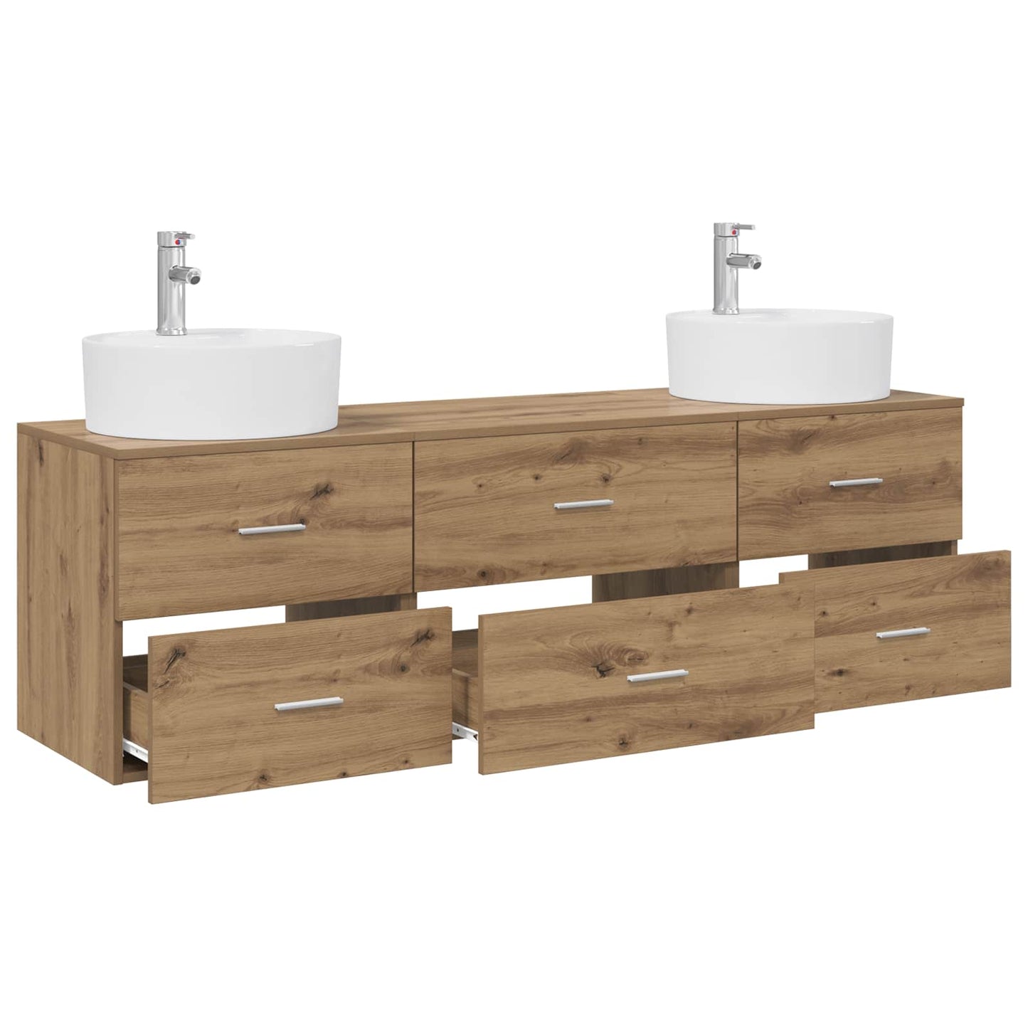 Badkamerkastenset 3 st Artisanaal eiken 62,5 x 44,5 x 50 cm
