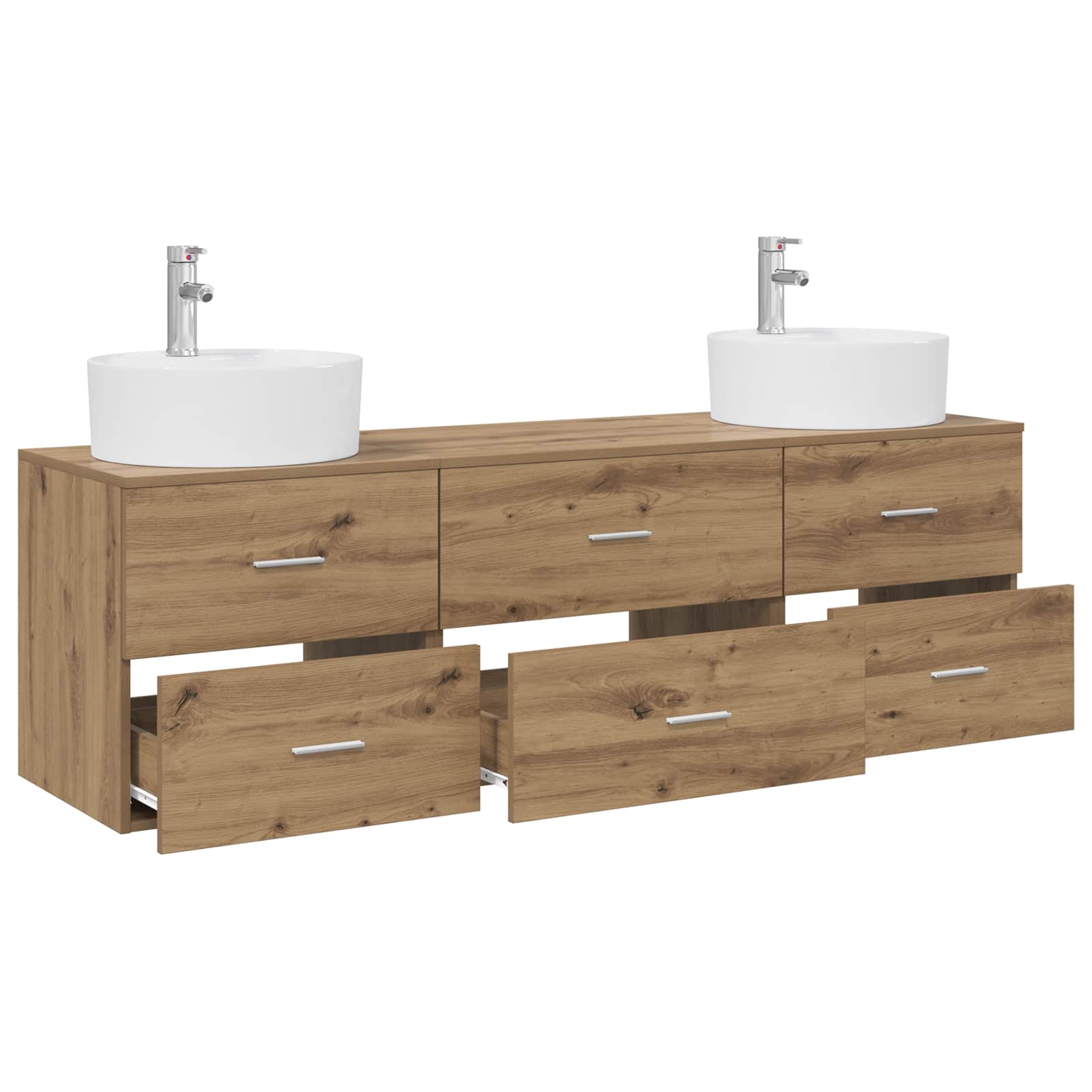 Badkamerkastenset 3 st Artisanaal eiken 62,5 x 44,5 x 50 cm