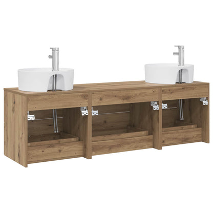 Badkamerkastenset 3 st Artisanaal eiken 62,5 x 44,5 x 50 cm