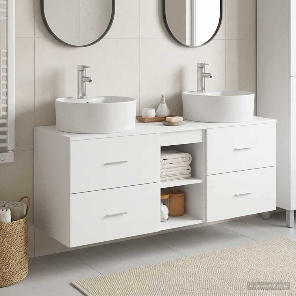 Badkamerkastenset 3 st Wit 49,5 x 44,5 x 65 cm Bewerkt hout