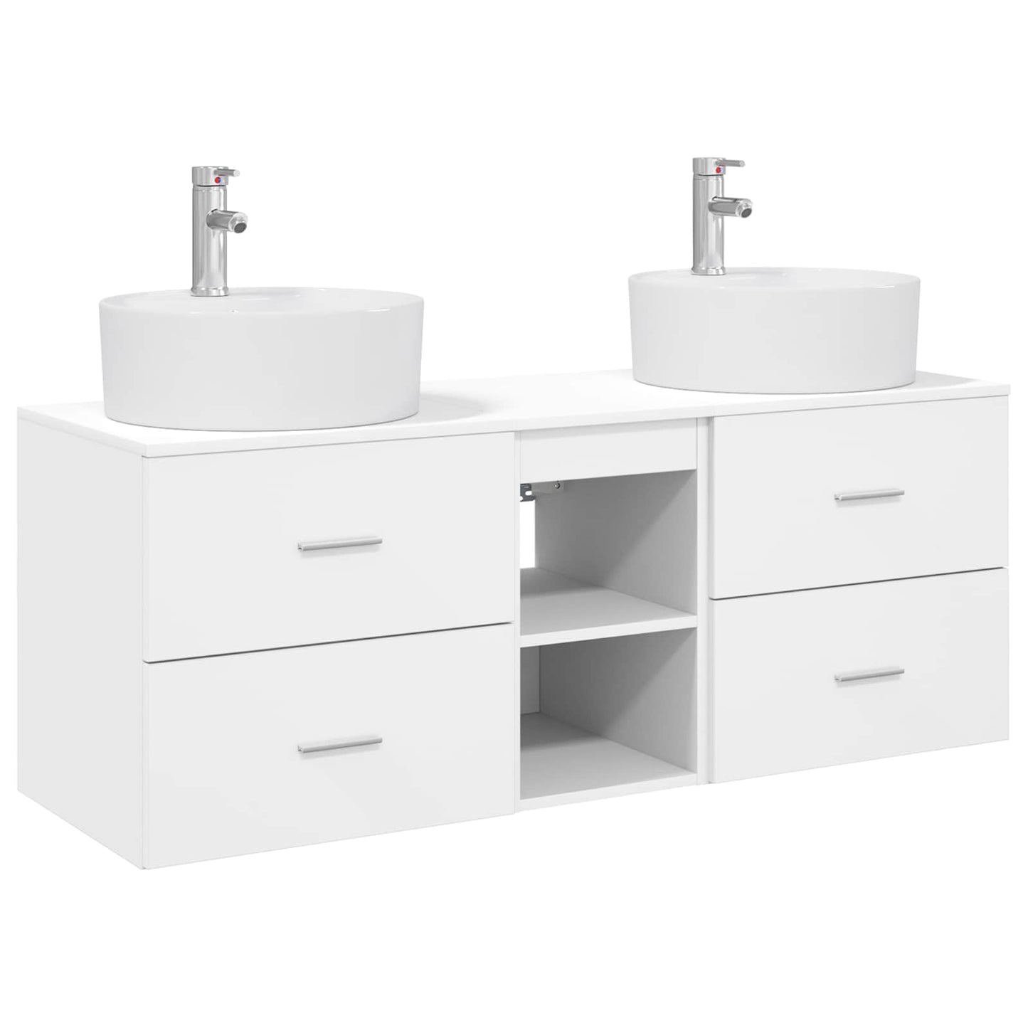 Badkamerkastenset 3 st Wit 49,5 x 44,5 x 65 cm Bewerkt hout