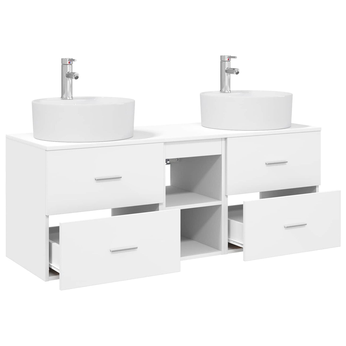Badkamerkastenset 3 st Wit 49,5 x 44,5 x 65 cm Bewerkt hout