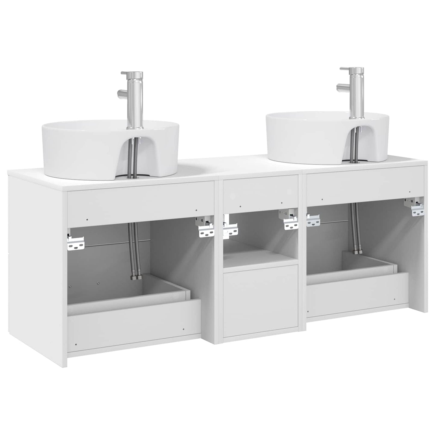Badkamerkastenset 3 st Wit 49,5 x 44,5 x 65 cm Bewerkt hout