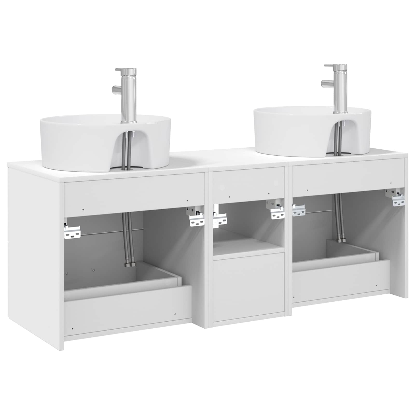 Badkamerkastenset 3 st Wit 49,5 x 44,5 x 65 cm Bewerkt hout