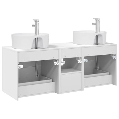 Badkamerkastenset 3 st Wit 49,5 x 44,5 x 65 cm Bewerkt hout