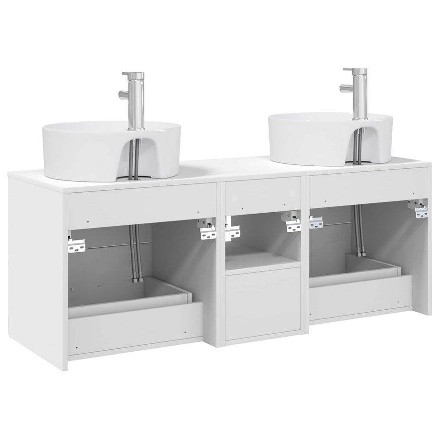 Badkamerkastenset 3 st Wit 49,5 x 44,5 x 65 cm Bewerkt hout