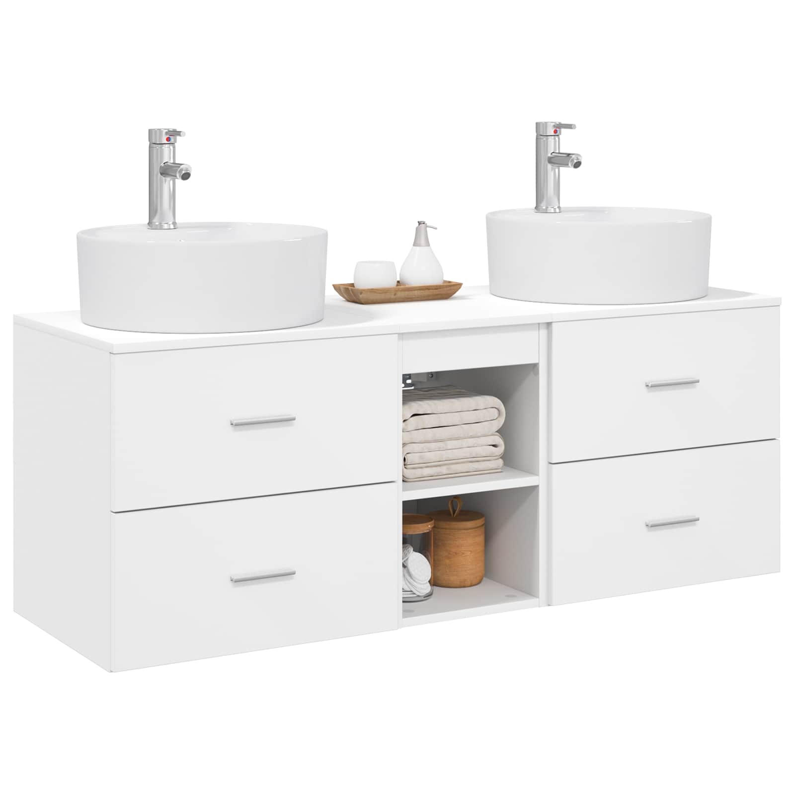 Badkamerkastenset 3 st Wit 49,5 x 44,5 x 65 cm Bewerkt hout