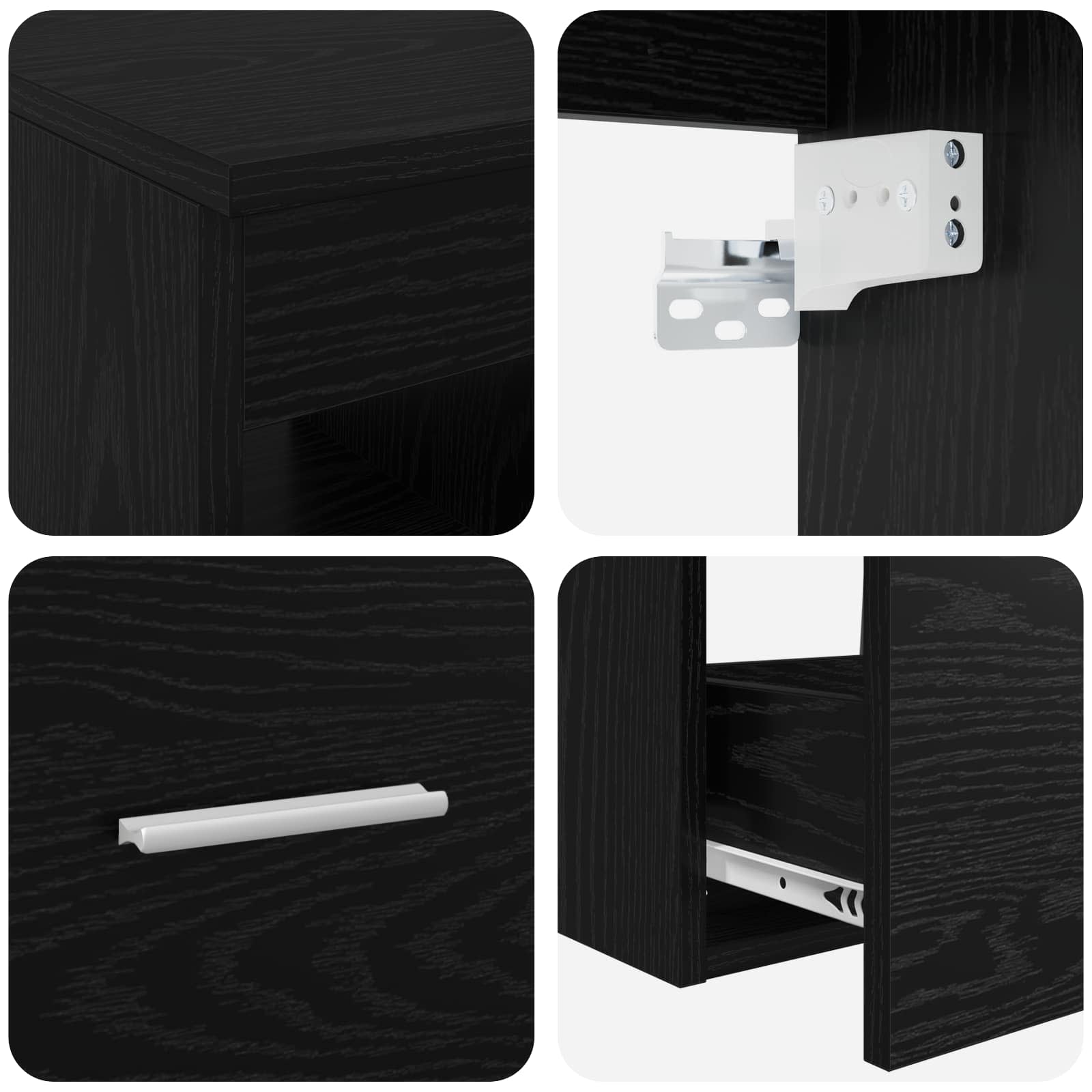 Badkamerkastenset 3 st Zwart 49,5 x 44,5 x 65 cm Bewerkt hout