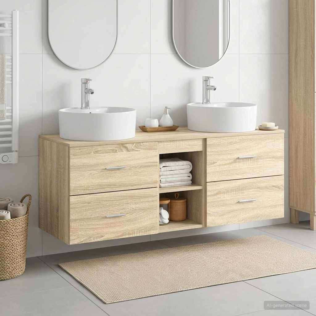 Badkamerkastenset 3 st Sonoma Eiken 49,5 x 44,5 x 65 cm