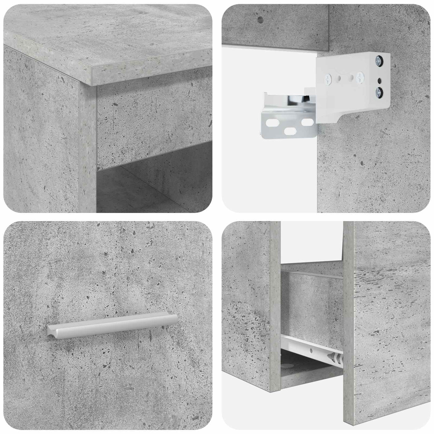 Badkamerkastenset 3 st Betongrijs 49,5 x 44,5 x 65 cm